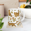 Vintage Curious Cats Full Wrap Coffee Mug | Cats Gift | Ceramic Mug