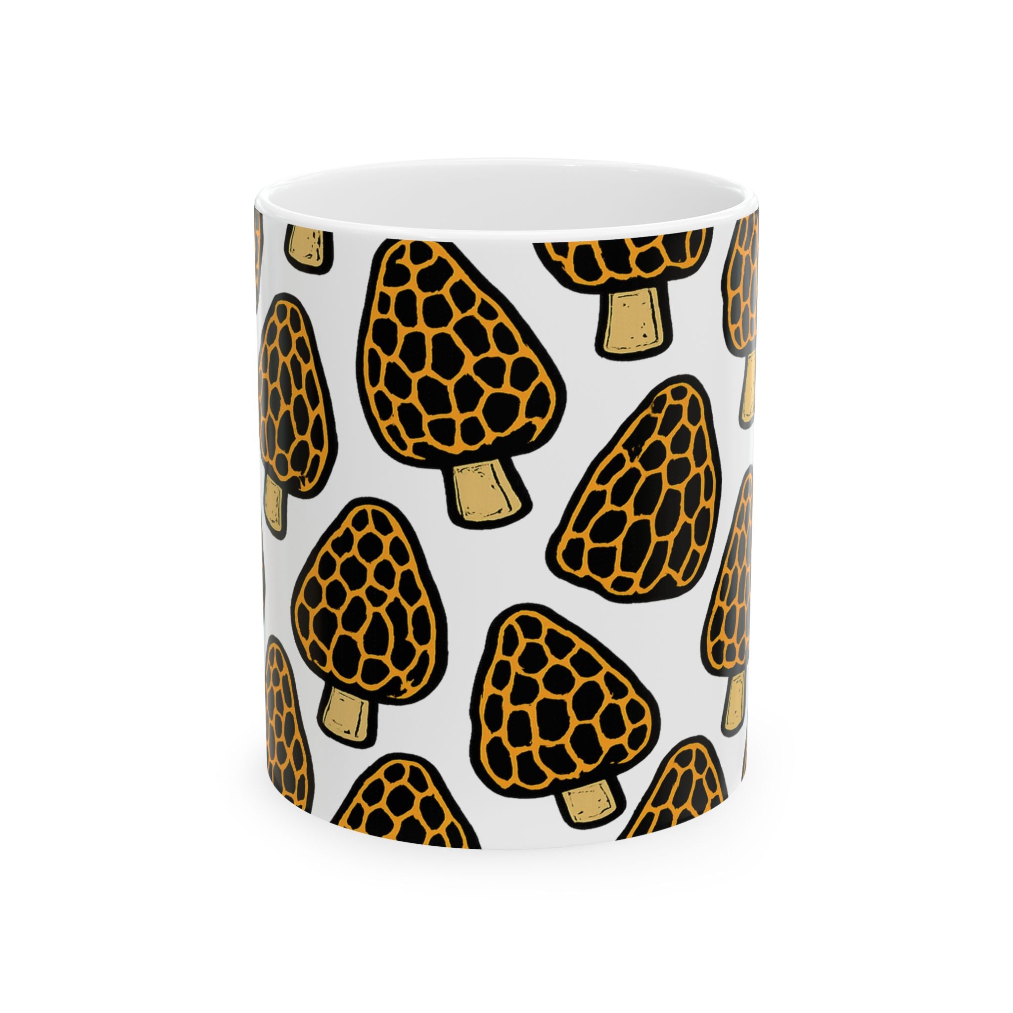 Bold Morel Mushrooms Full Wrap Coffee Mug | Mushrooms Gift | Ceramic Mug