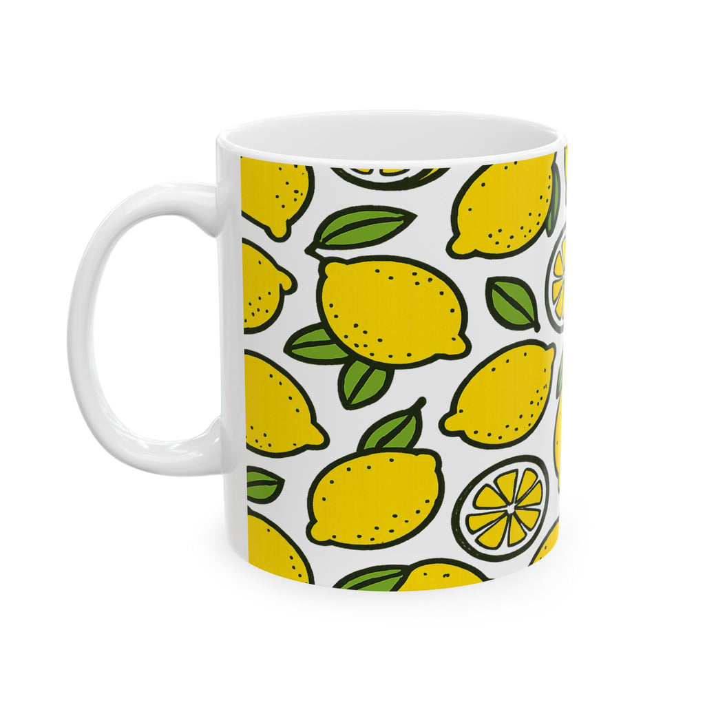 Bold Lemons Pattern Coffee Mug | Fruit Lover Gift | Ceramic Mug