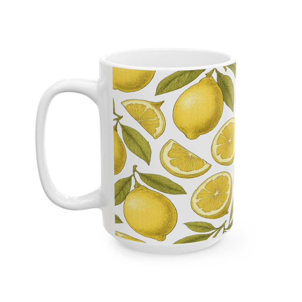 Botanical Lemons Pattern Coffee Mug | Fruit Lover Gift | Ceramic Mug