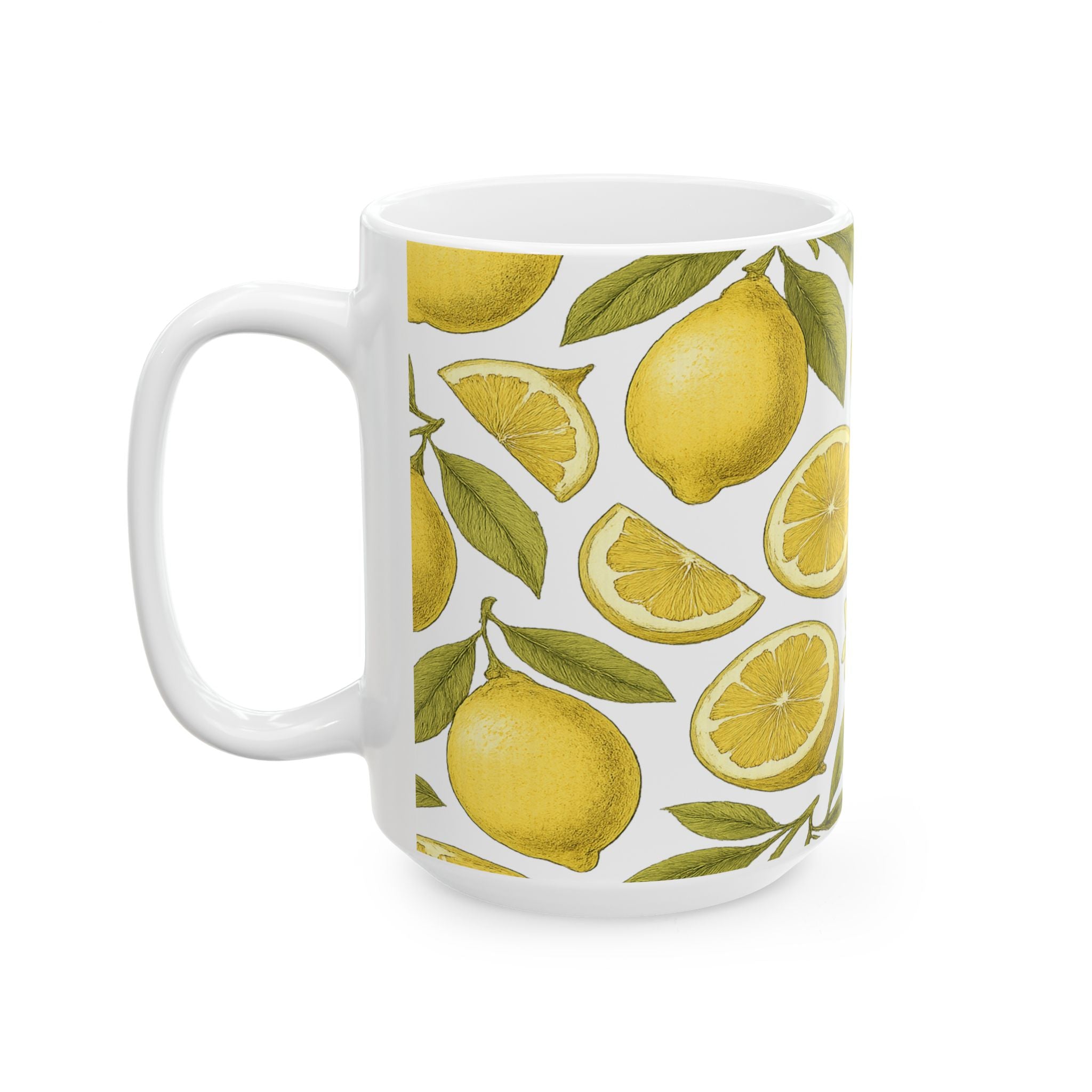 Botanical Lemons Pattern Coffee Mug | Fruit Lover Gift | Ceramic Mug