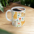 Watercolor Cats In Garden Full Wrap Coffee Mug | Cats Gift | Ceramic Mug