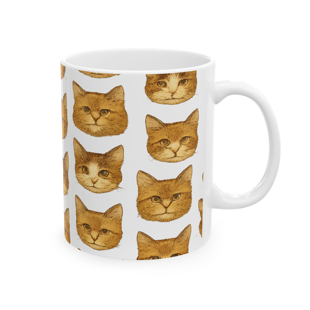 Vintage Cat Faces Full Wrap Coffee Mug | Cats Gift | Ceramic Mug