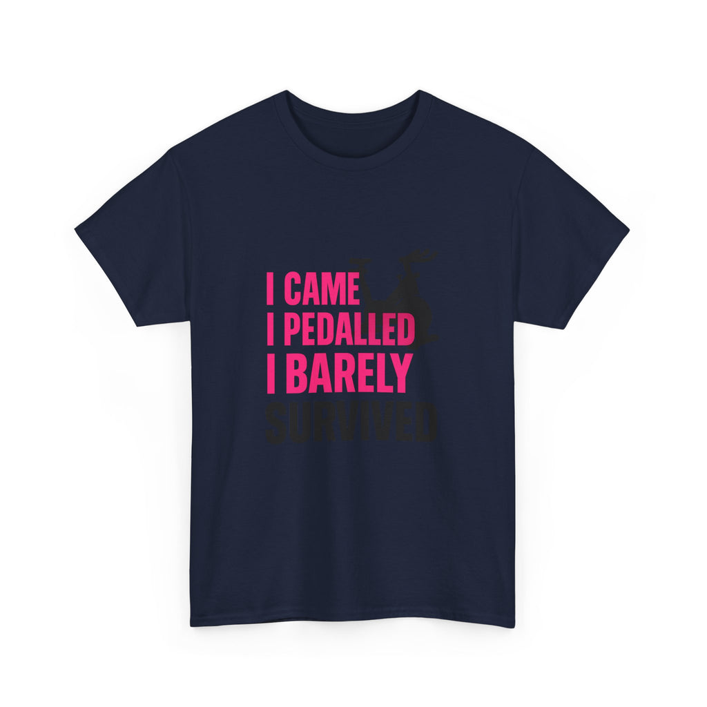 Spin Class Survivor I Came I Pedaled I Barely Survived T-Shirt | Unique Gift | Graphic Tee