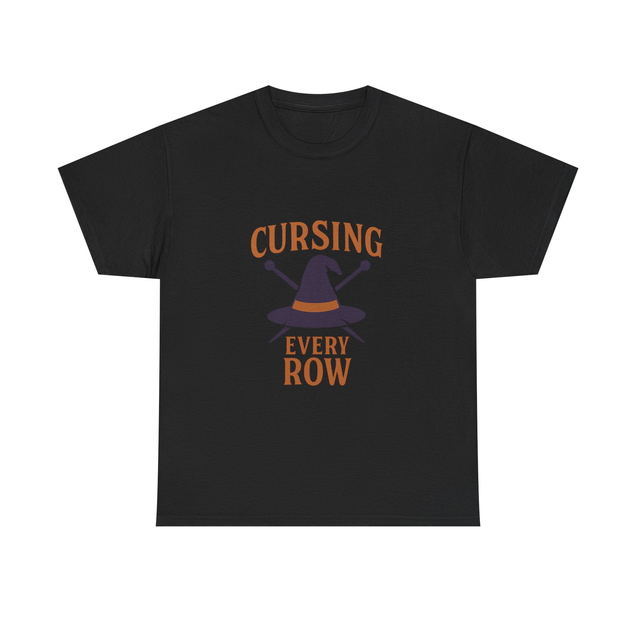 Knitting Witch Cursing Every Row T-Shirt | Unique Gift | Graphic Tee