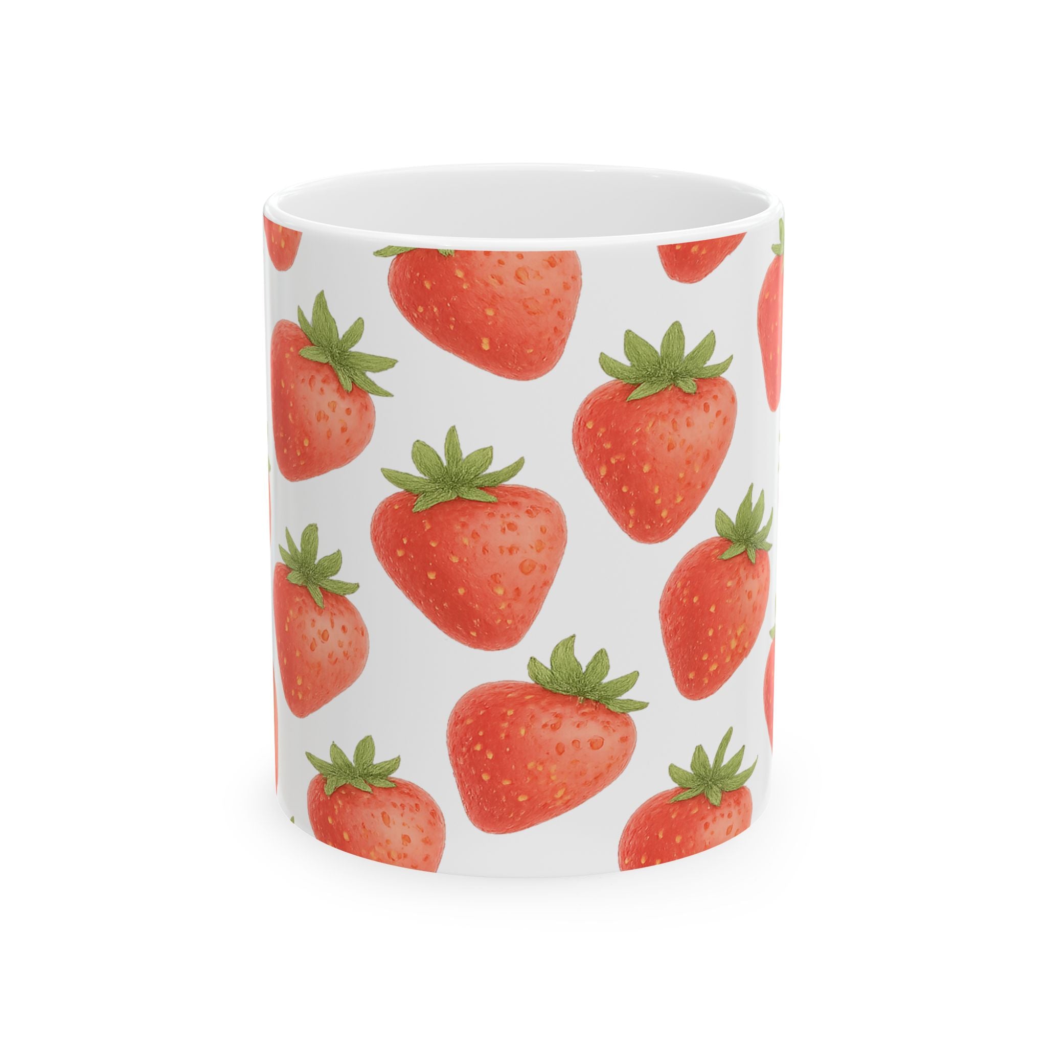 Watercolor Strawberries Pattern Coffee Mug | Fruit Lover Gift | Ceramic Mug
