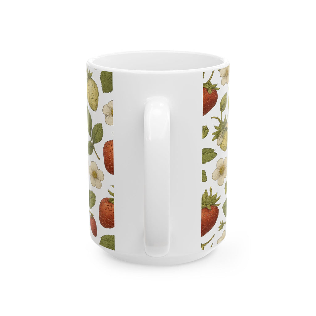 Botanical Strawberries Pattern Coffee Mug | Fruit Lover Gift | Ceramic Mug