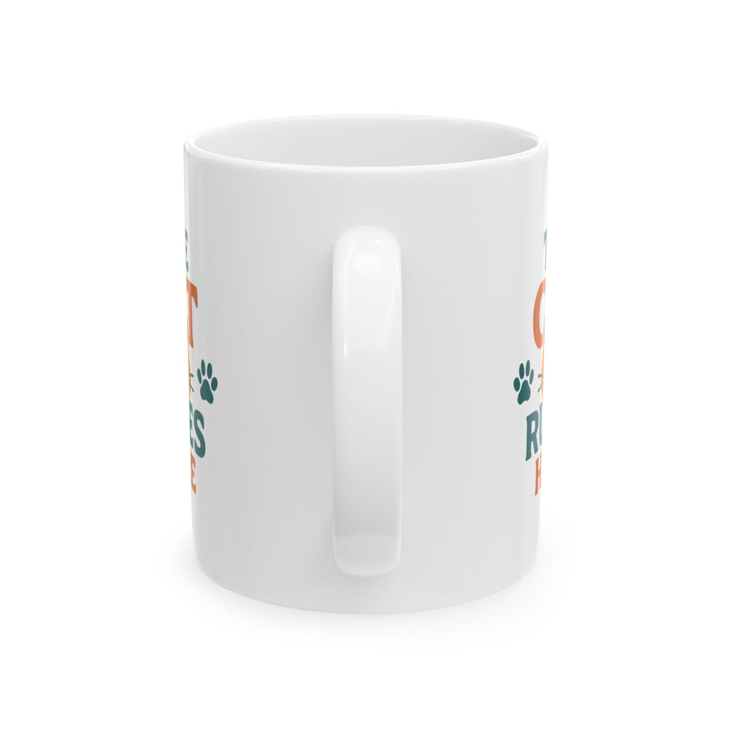 Cats Make The Rules Here Coffee Mug | Funny Cat Owner Humor | Ceramic Mug