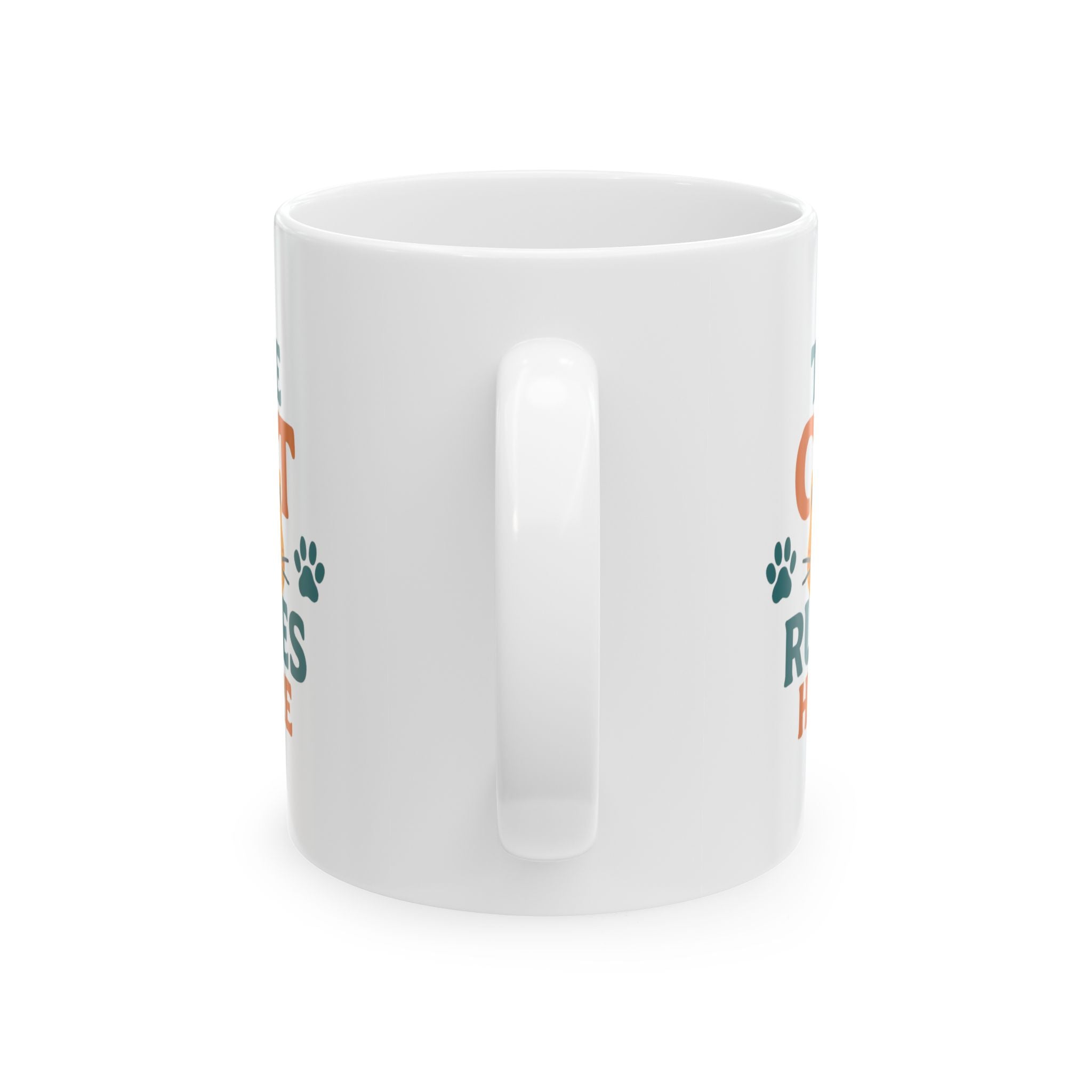 Cats Make The Rules Here Coffee Mug | Funny Cat Owner Humor | Ceramic Mug