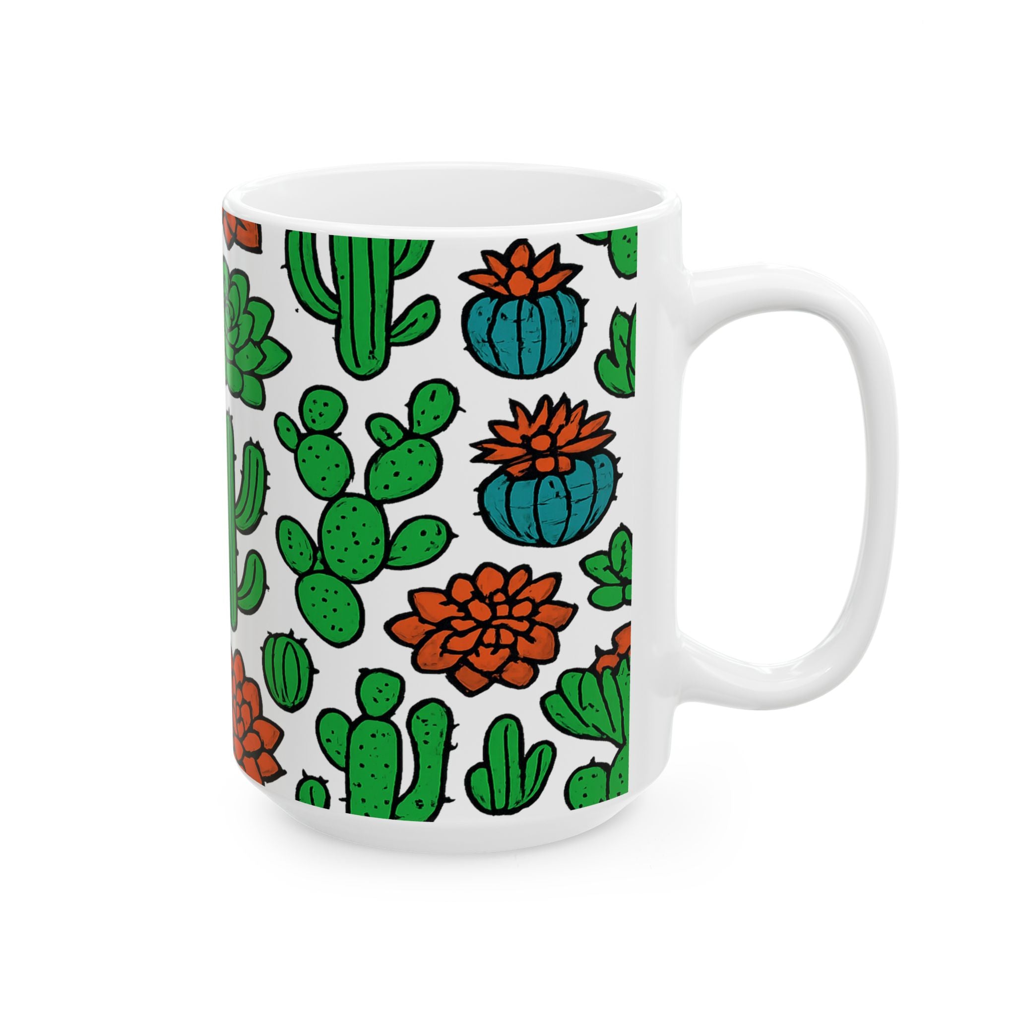 Bold Desert Garden Succulents Pattern Coffee Mug | Cactus Lover Gift | Ceramic Mug