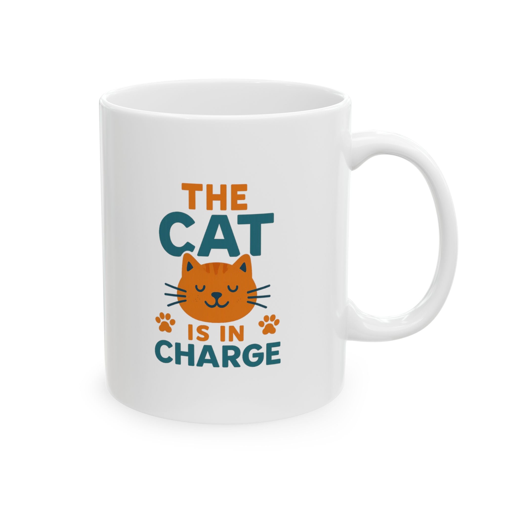The Cat Is In Charge Here Coffee Mug | Funny Cat Lover | Ceramic Mug