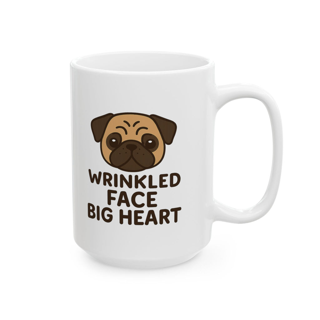 Pug Mom Wrinkled Face Big Heart Coffee Mug | Gift for Mom | Ceramic Mug