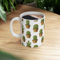 Botanical Tiny Potted Cactus Full Wrap Coffee Mug | Cactus Gift | Ceramic Mug