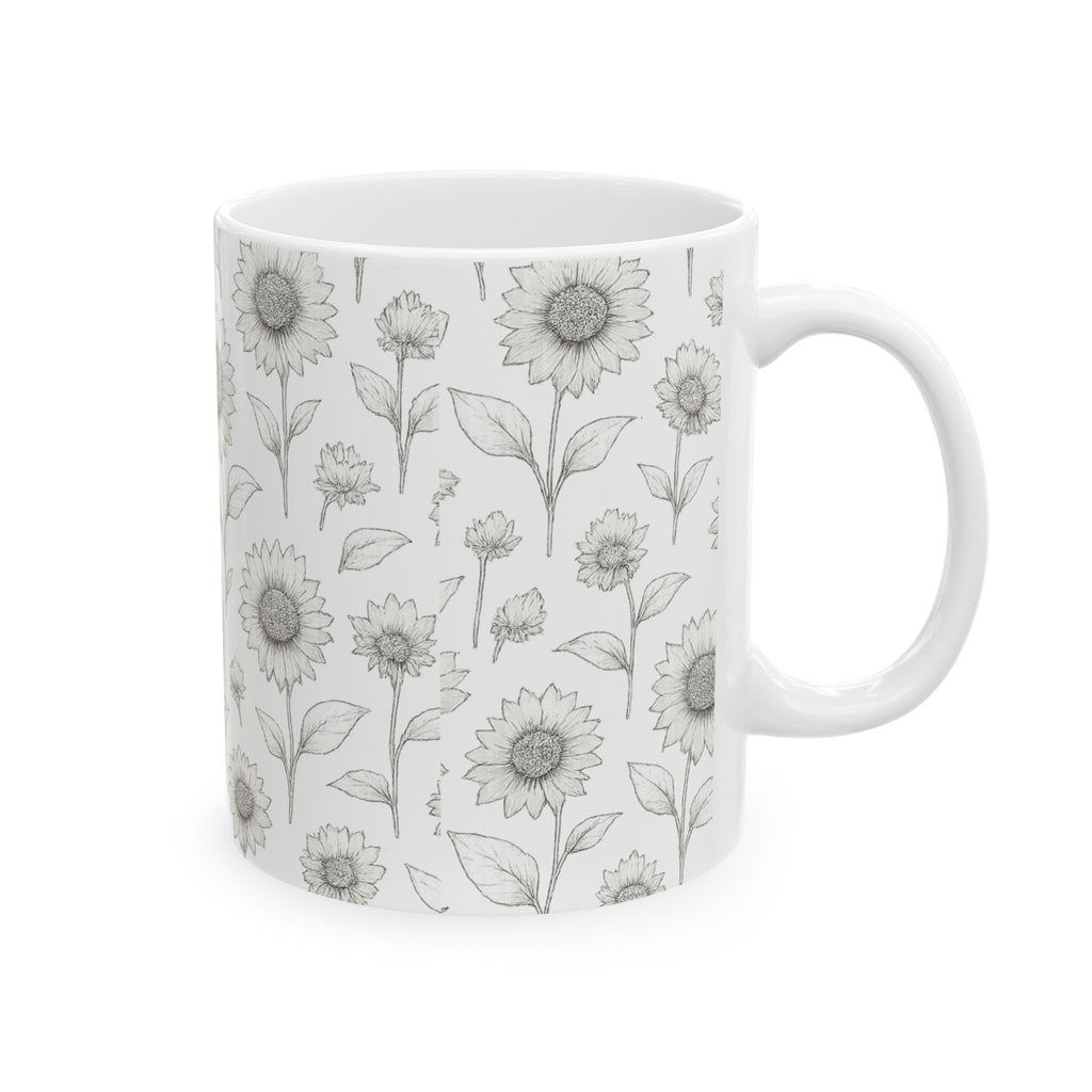 Delicate Sunflower Field Full Wrap Coffee Mug | Flowers Gift | Ceramic Mug