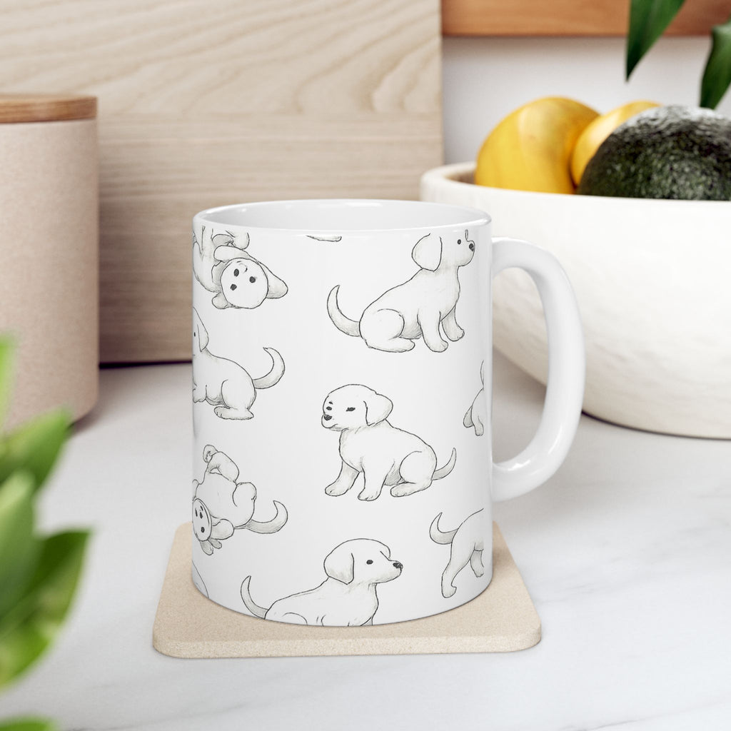 Delicate Playful Puppies Full Wrap Coffee Mug | Dogs Gift | Ceramic Mug