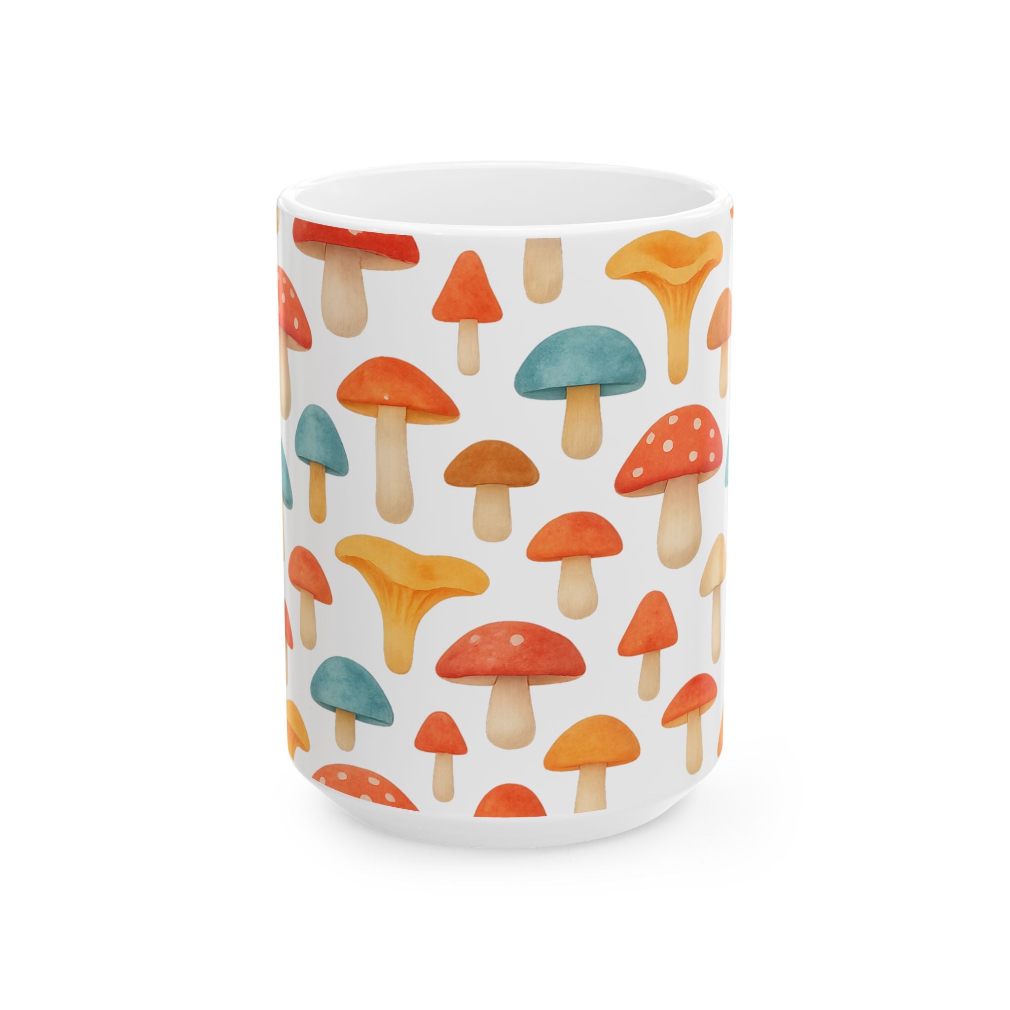 Watercolor Colorful Mushrooms Full Wrap Coffee Mug | Mushrooms Gift | Ceramic Mug