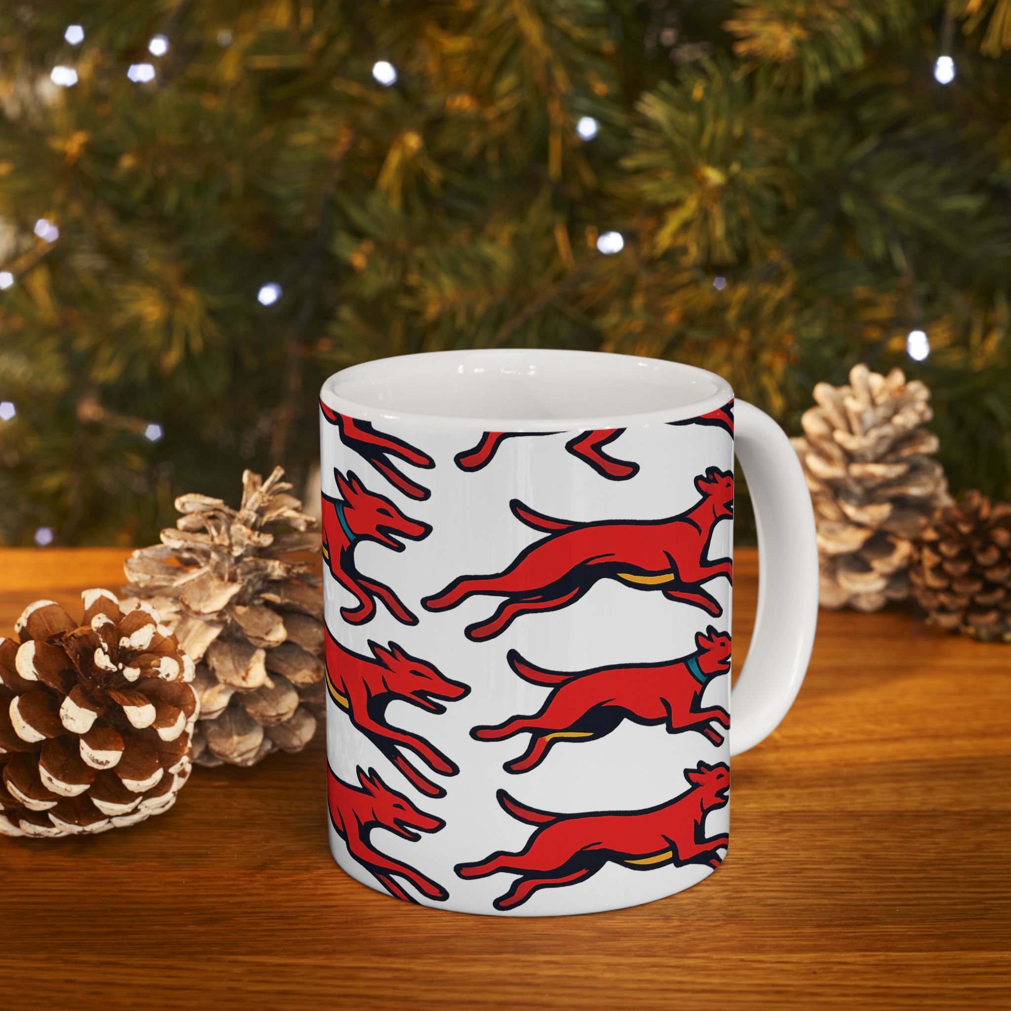 Bold Running Dogs Full Wrap Coffee Mug | Dogs Gift | Ceramic Mug