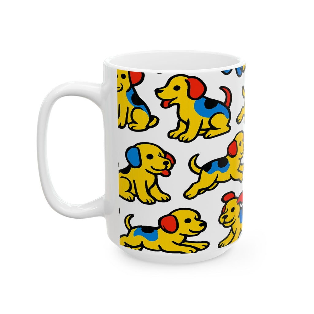 Bold Playful Puppies Full Wrap Coffee Mug | Dogs Gift | Ceramic Mug