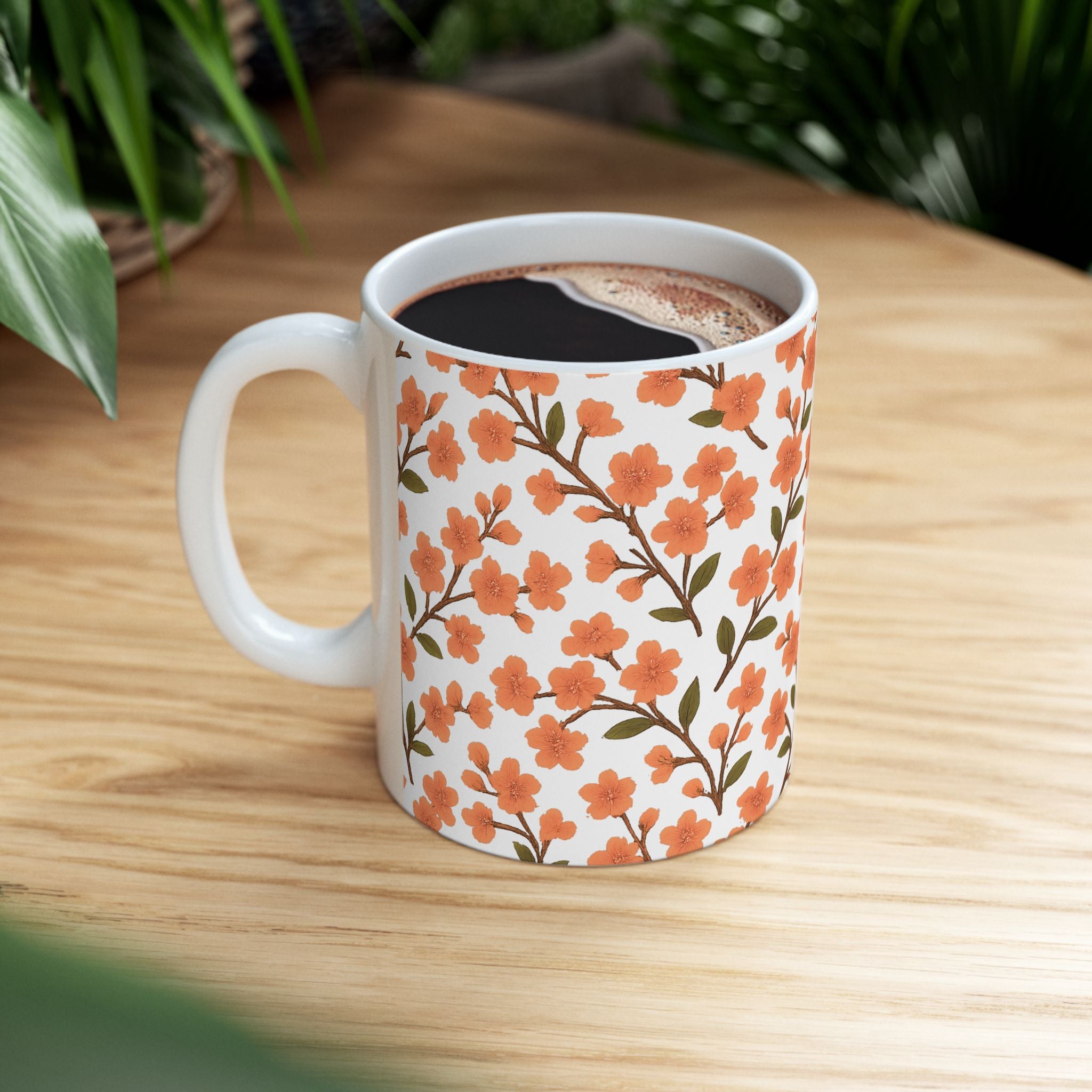 Cherry Blossom Branches Full Wrap Coffee Mug | Flowers Lover Gift | Ceramic Mug