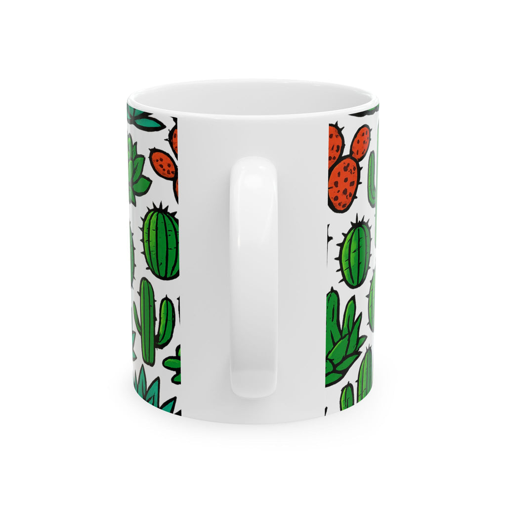 Bold Desert Garden Succulents Full Wrap Coffee Mug | Cactus Gift | Ceramic Mug