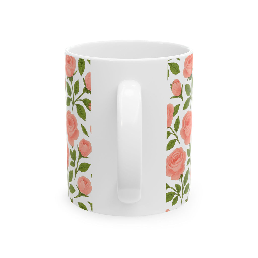 Pink Rose Garden Full Wrap Coffee Mug | Flowers Lover Gift | Ceramic Mug