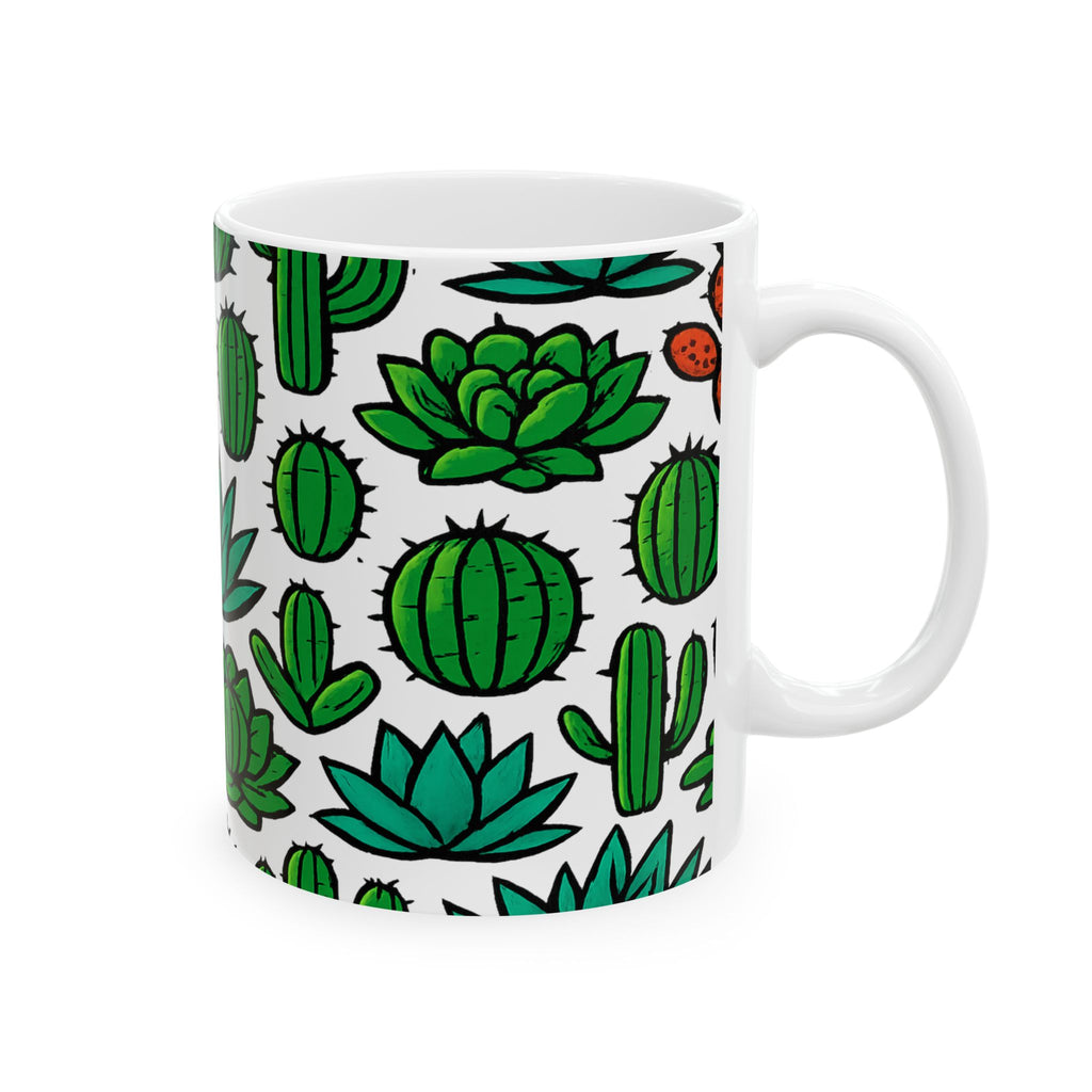 Bold Desert Garden Succulents Full Wrap Coffee Mug | Cactus Gift | Ceramic Mug