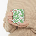 Watercolor Prickly Pear Cactus Pattern Coffee Mug | Cactus Lover Gift | Ceramic Mug