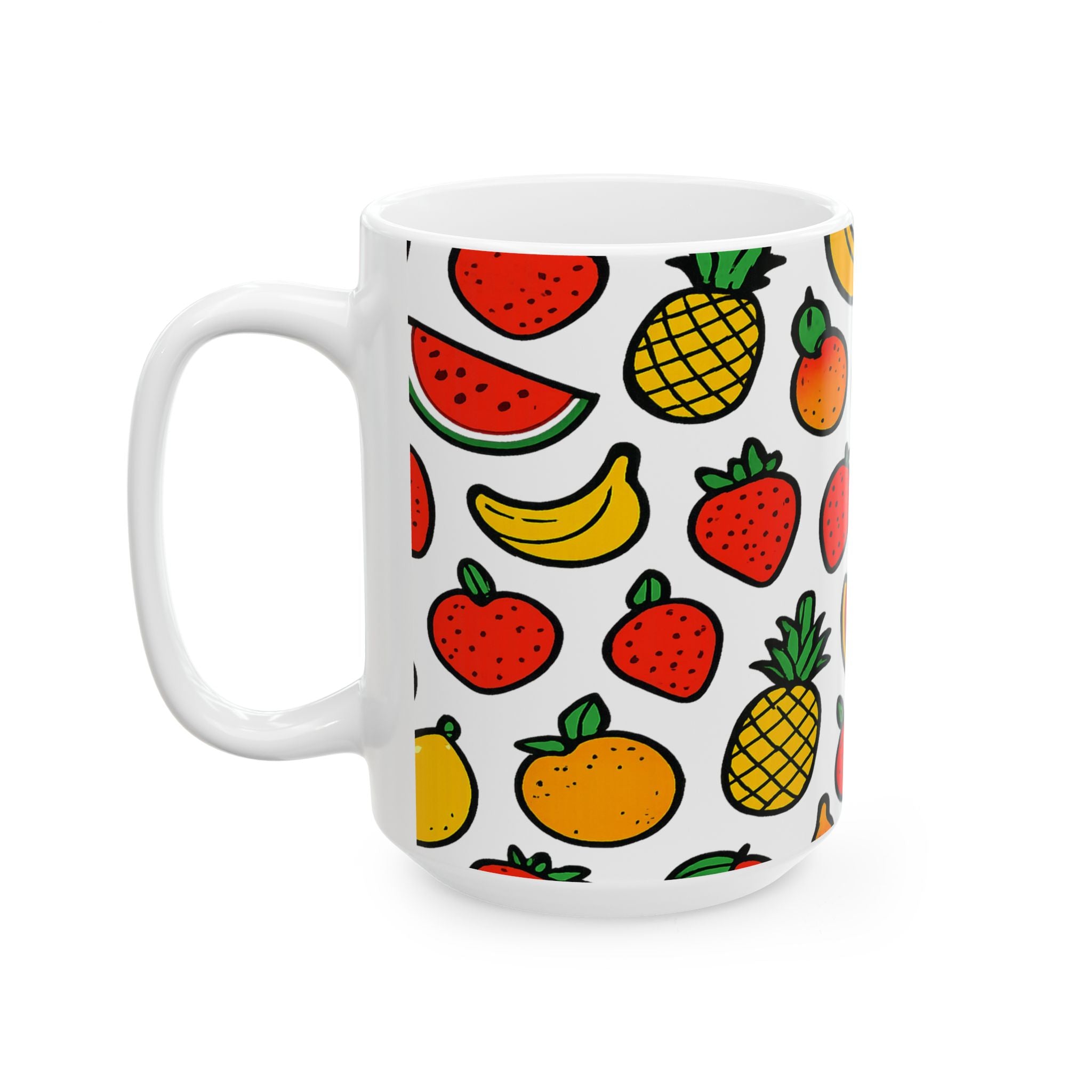 Bold Mixed Fruit Full Wrap Coffee Mug | Fruit Gift | Ceramic Mug