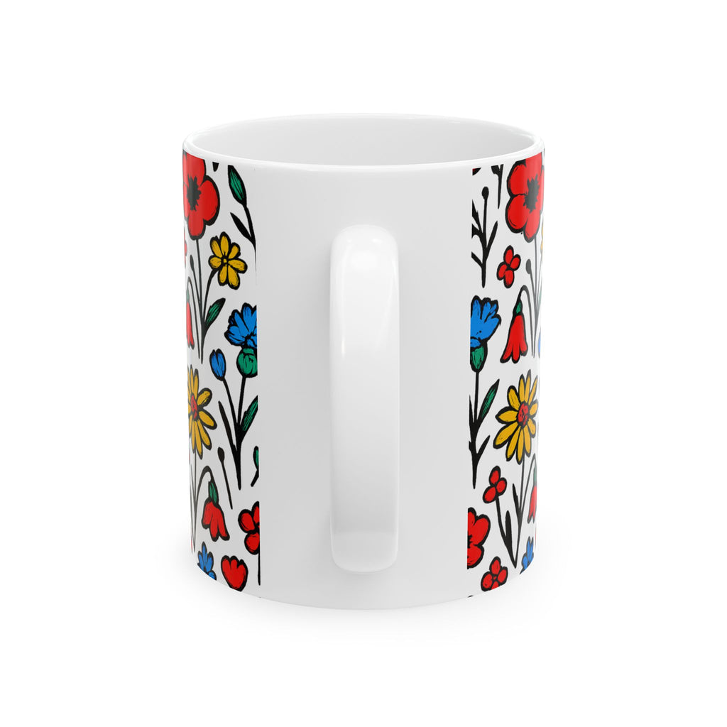 Bold Wildflower Meadow Full Wrap Coffee Mug | Flowers Gift | Ceramic Mug