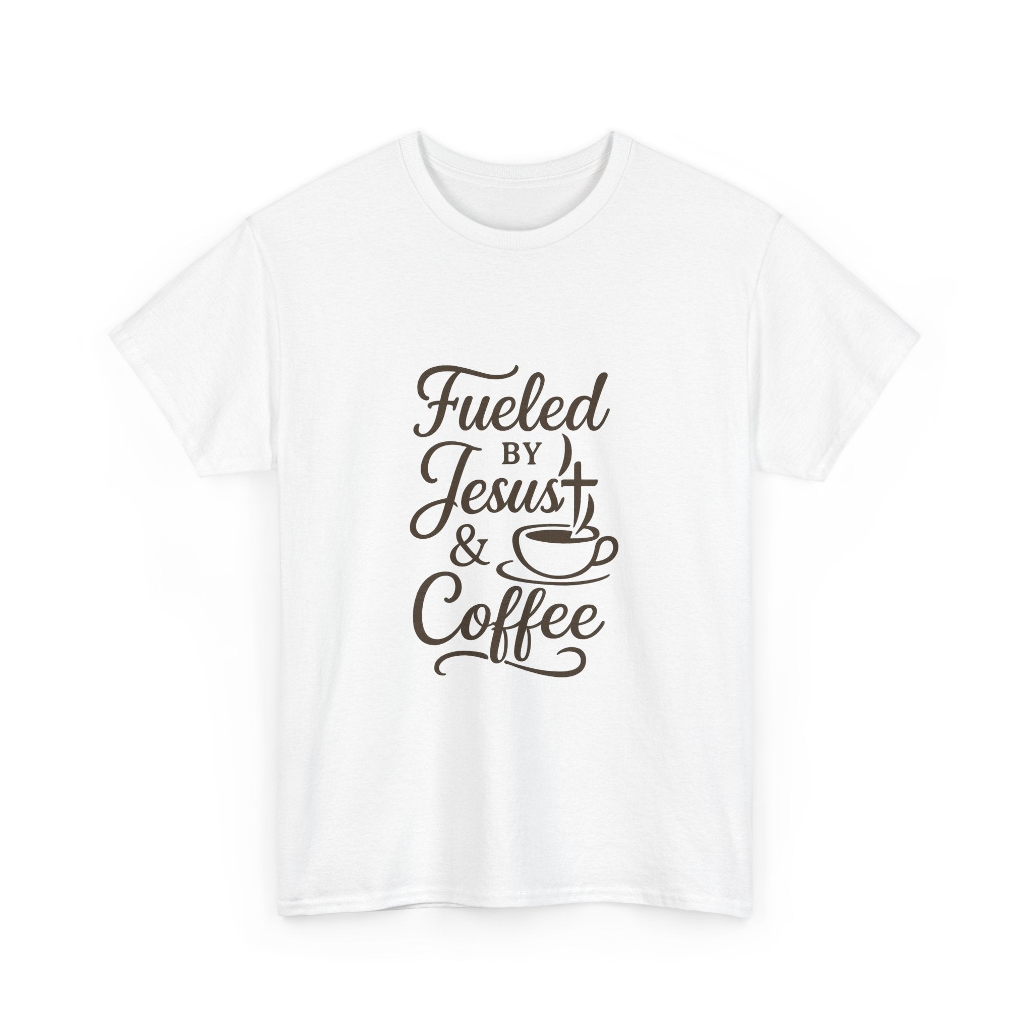 Fueled By Jesus And Coffee Faith T-Shirt | Coffee Lover Gift | Graphic Tee