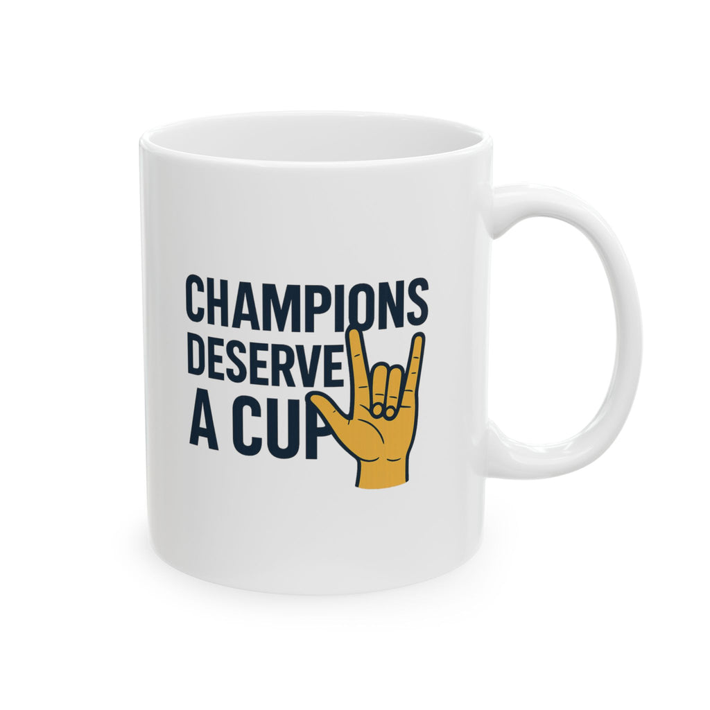 Deaf Educator Champions Deserve Two Hands And A Cup Coffee Mug | Cat Lover Gift | Ceramic Mug