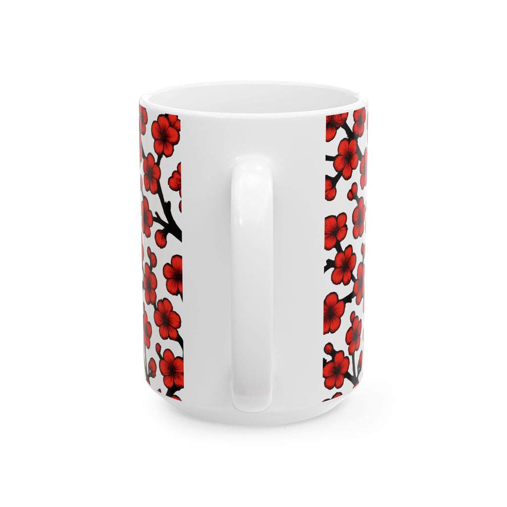 Bold Cherry Blossom Branches Full Wrap Coffee Mug | Flowers Gift | Ceramic Mug