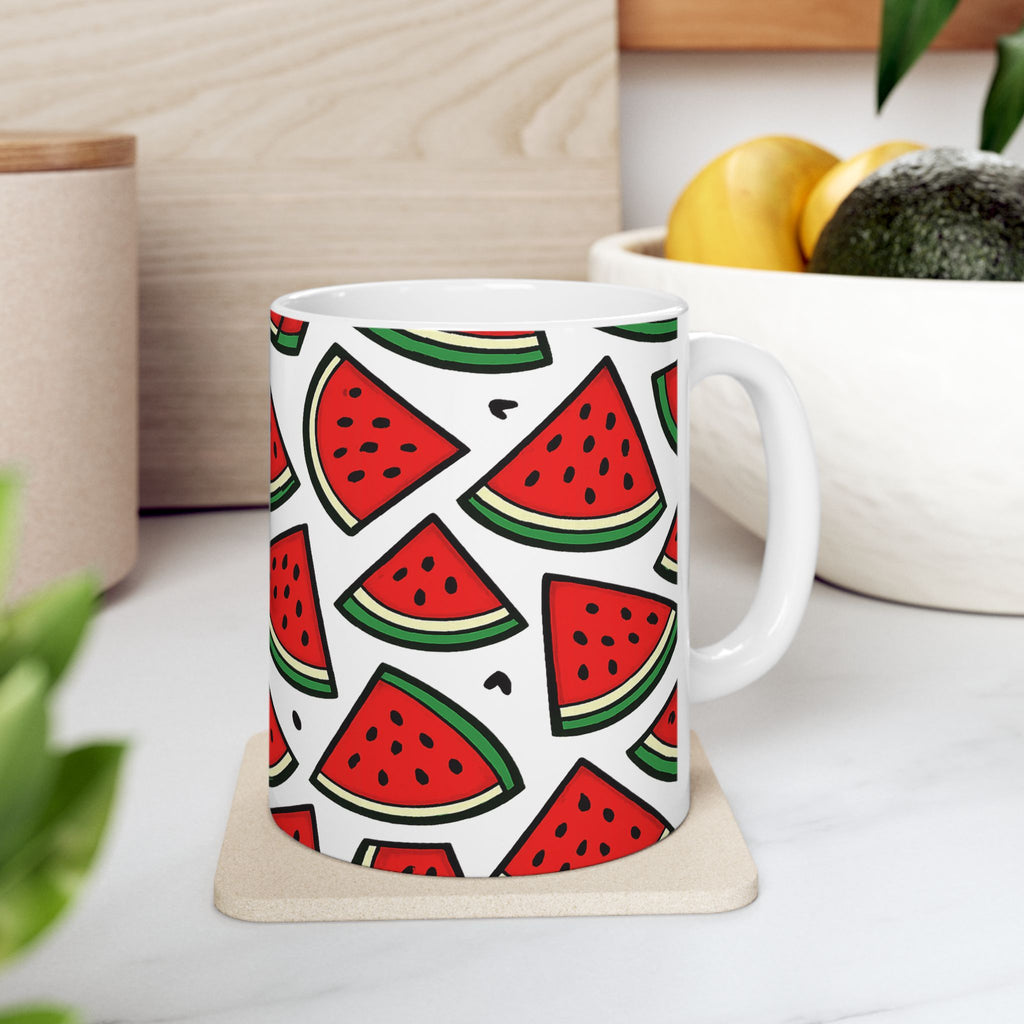 Bold Watermelon Slices Full Wrap Coffee Mug | Fruit Gift | Ceramic Mug