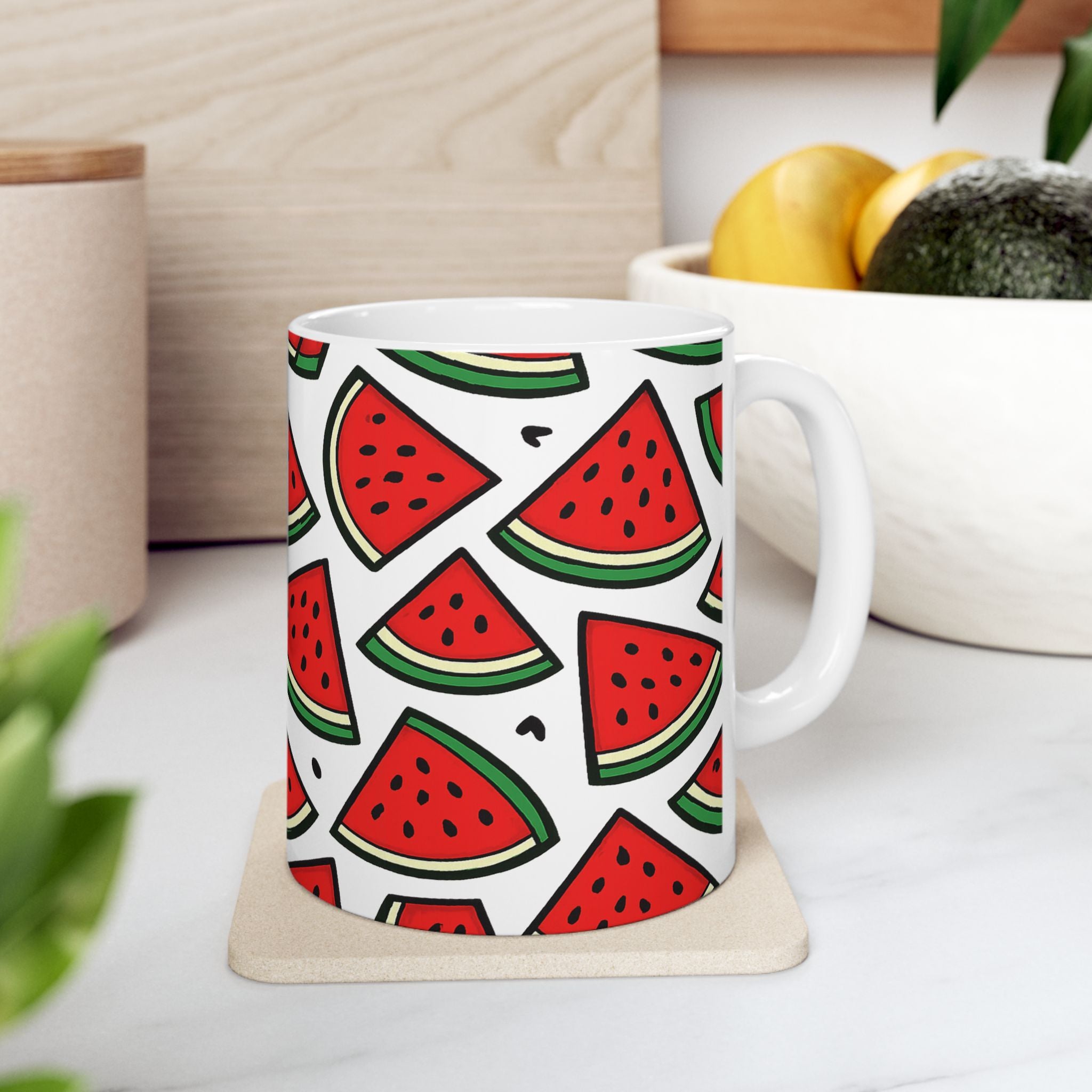 Bold Watermelon Slices Full Wrap Coffee Mug | Fruit Gift | Ceramic Mug