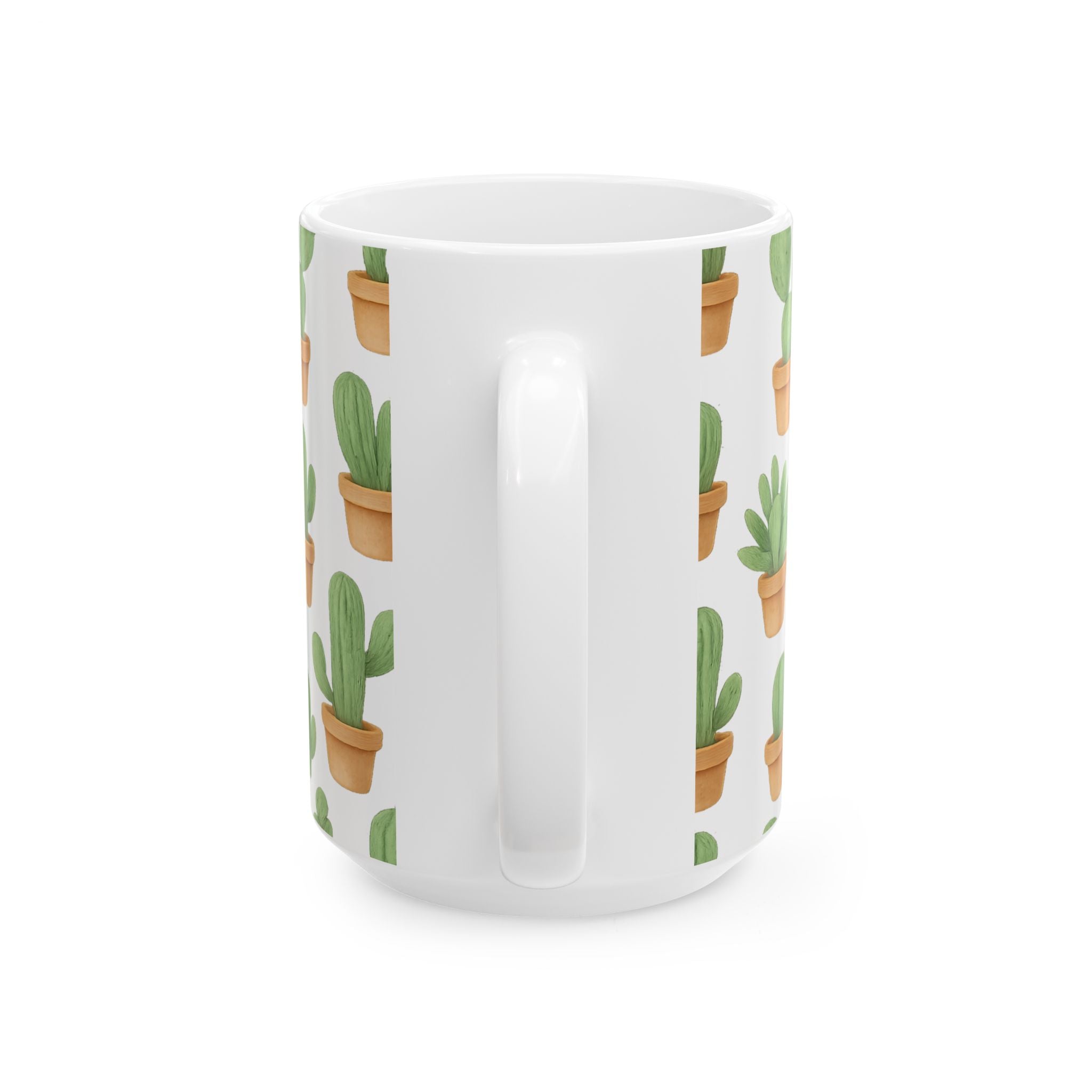 Watercolor Tiny Potted Cactus Full Wrap Coffee Mug | Cactus Gift | Ceramic Mug