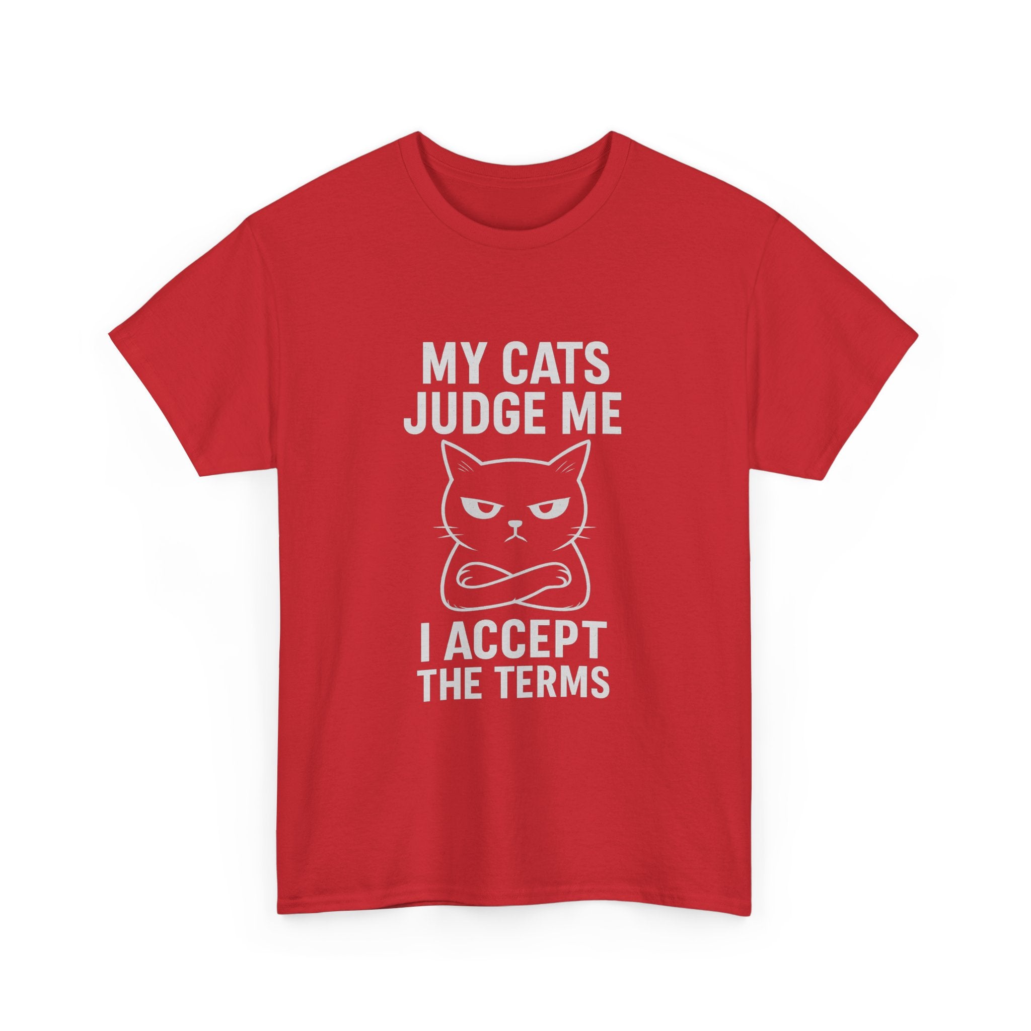 Cat Dad My Cats Judge Me I Accept The Terms T-Shirt | Cat Lover Gift | Graphic Tee