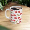 Watercolor Cherries Pattern Coffee Mug | Fruit Lover Gift | Ceramic Mug