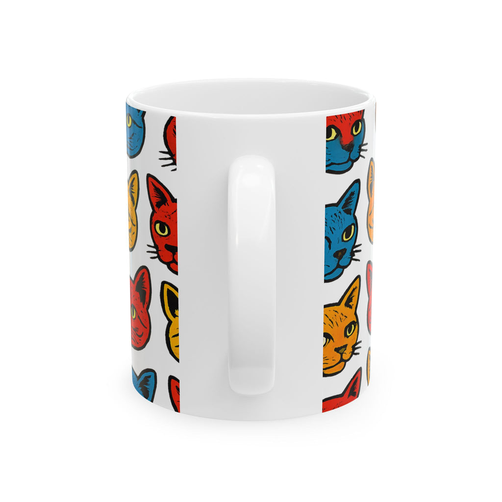 Bold Cat Faces Full Wrap Coffee Mug | Cats Gift | Ceramic Mug