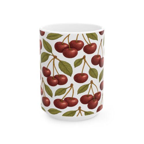 Botanical Cherries Full Wrap Coffee Mug | Fruit Gift | Ceramic Mug