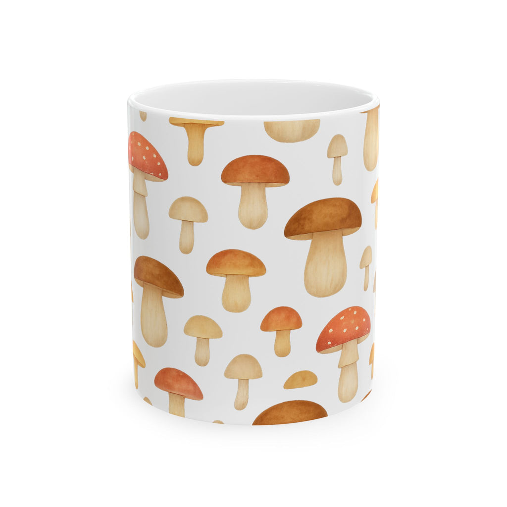Watercolor Forest Mushrooms Full Wrap Coffee Mug | Mushrooms Gift | Ceramic Mug