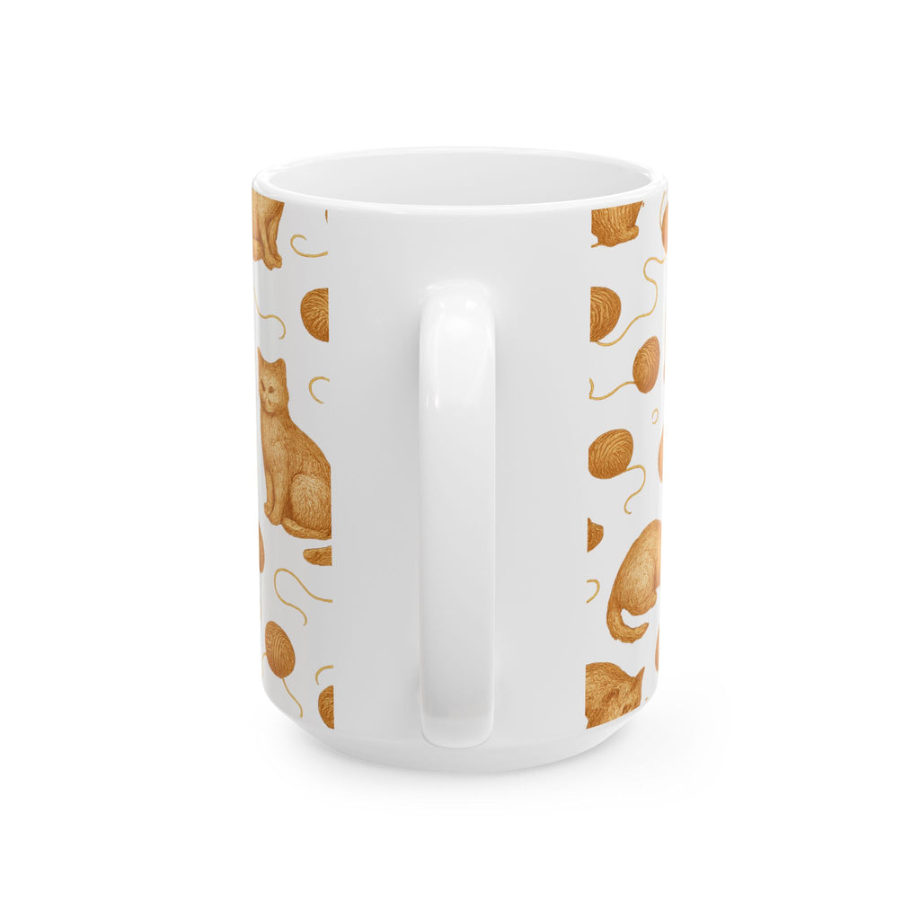 Vintage Cats With Yarn Full Wrap Coffee Mug | Cats Gift | Ceramic Mug