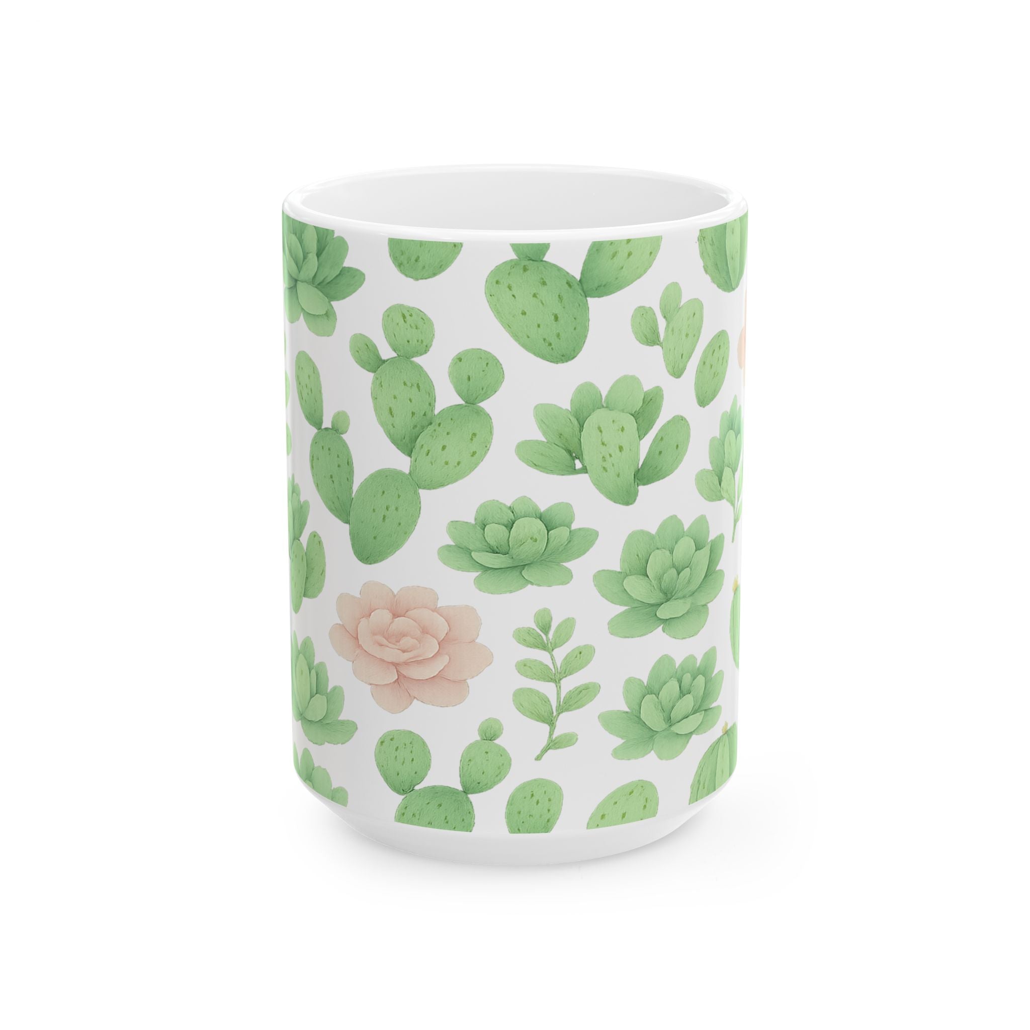 Watercolor Desert Garden Succulents Pattern Coffee Mug | Cactus Lover Gift | Ceramic Mug
