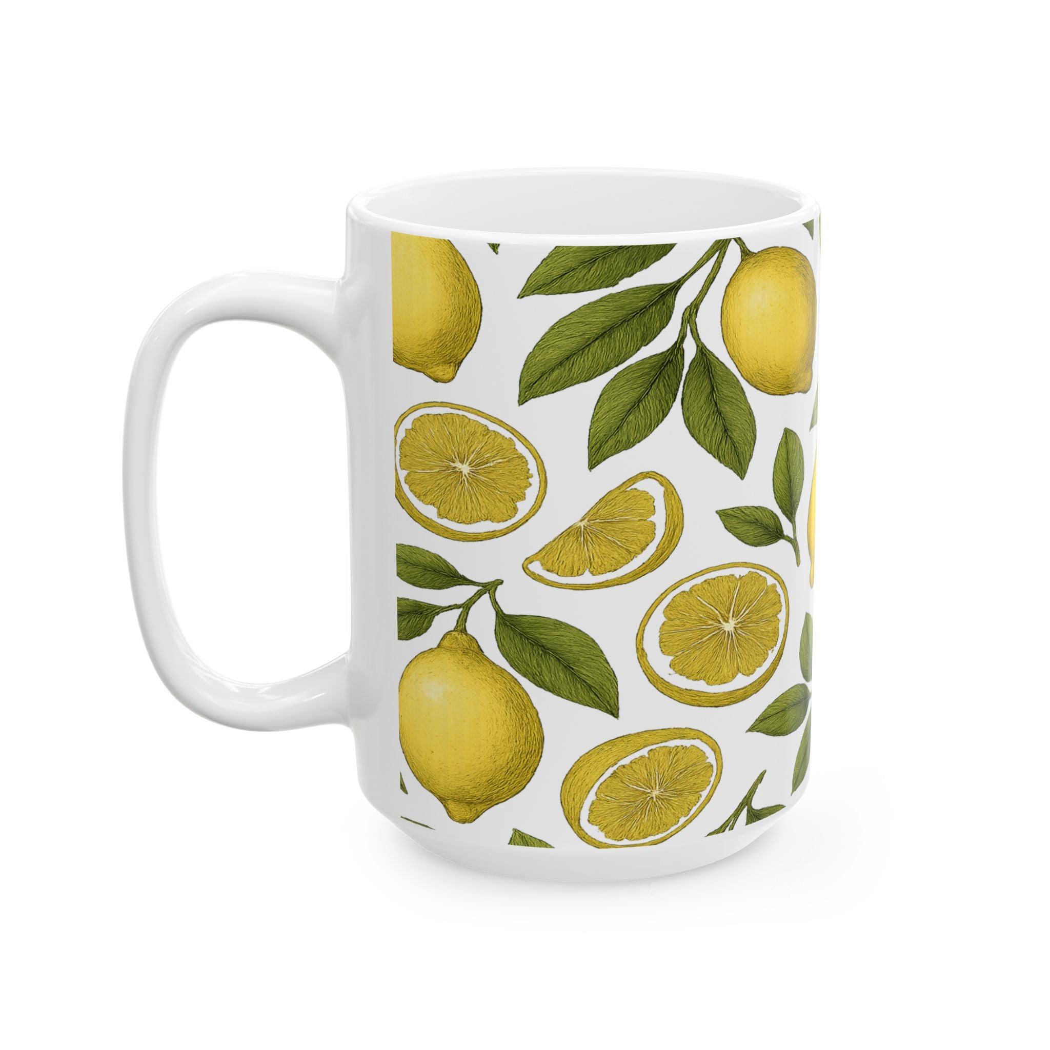 Botanical Lemons Full Wrap Coffee Mug | Fruit Gift | Ceramic Mug