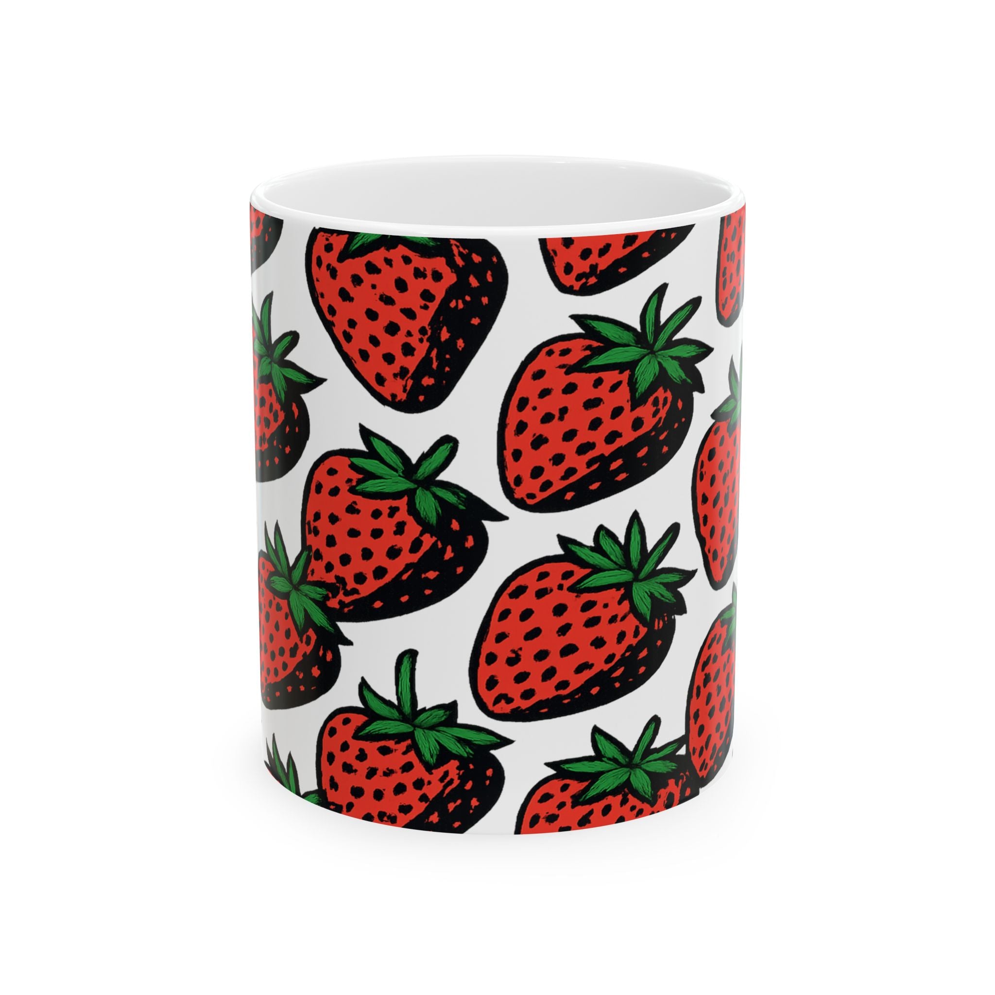 Bold Strawberries Full Wrap Coffee Mug | Fruit Gift | Ceramic Mug
