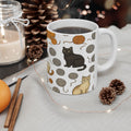 Botanical Cats With Yarn Full Wrap Coffee Mug | Cats Gift | Ceramic Mug