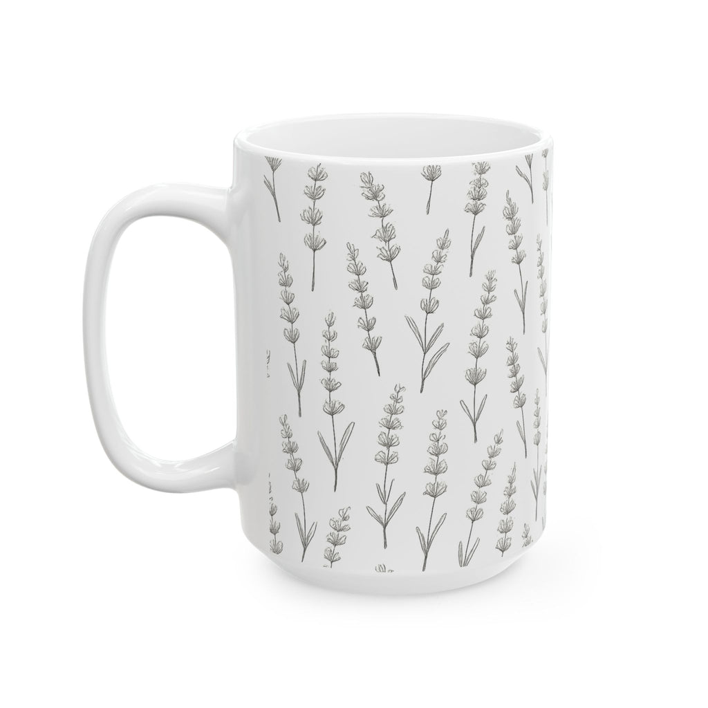 Delicate Lavender Sprigs Full Wrap Coffee Mug | Flowers Gift | Ceramic Mug