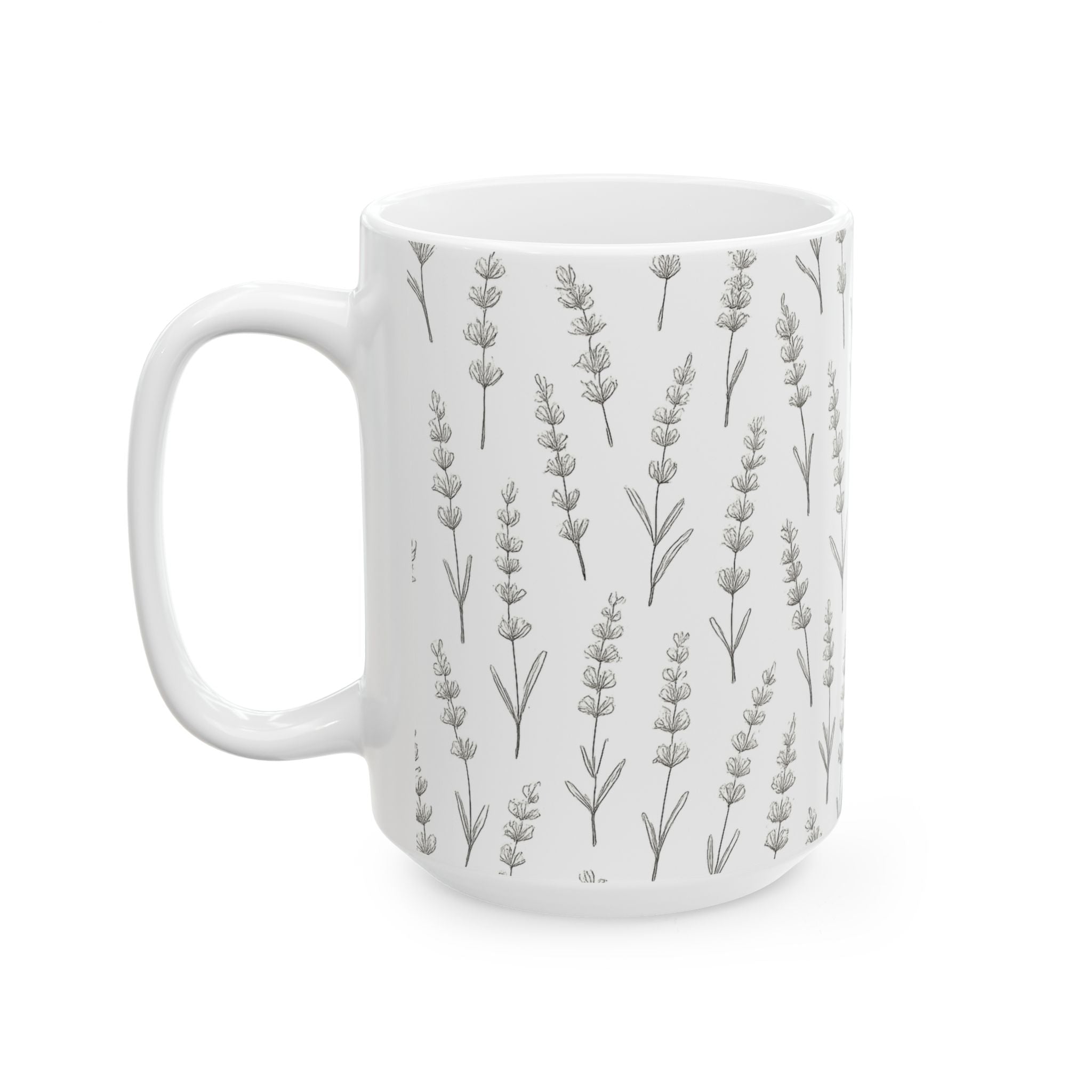 Delicate Lavender Sprigs Full Wrap Coffee Mug | Flowers Gift | Ceramic Mug