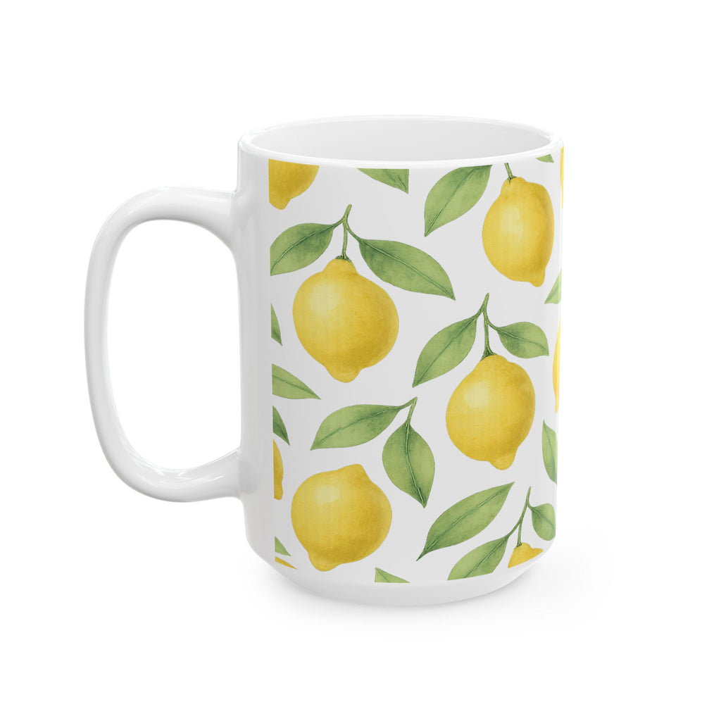 Watercolor Lemons Full Wrap Coffee Mug | Fruit Gift | Ceramic Mug