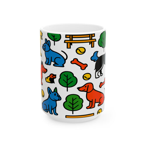 Bold Dogs At Park Full Wrap Coffee Mug | Dogs Gift | Ceramic Mug