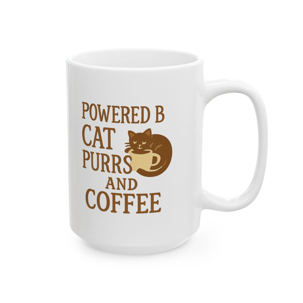 Powered By Cat Purrs And Coffee Coffee Mug | Cat Lover Gift | Ceramic Mug
